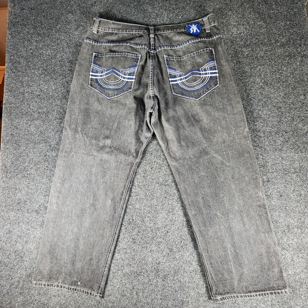 Red Ape Jeans Men‎ 44x33 Fit 38x28 Baggy Hip Hop Skater Faded Black Embroidered